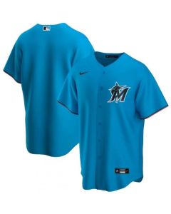 Men's Miami Marlins Blank Blue Cool Base Stitched Jersey