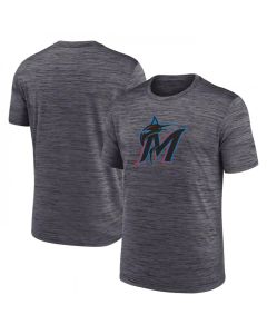 Men's Miami Marlins Grey Team Logo Velocity Performance T-Shirt