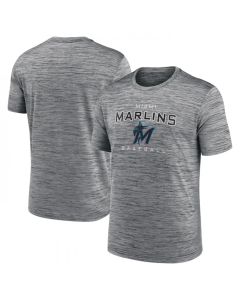 Men's Miami Marlins Grey Velocity Practice Performance T-Shirt