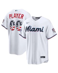 Men's Miami Marlins Nike White 2026 All-Star Edition Stars & Stripes Stadium Custom Jersey (White)