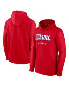 Men's Miami Marlins Red 2022 City Connect Therma Performance Pullover Hoodie