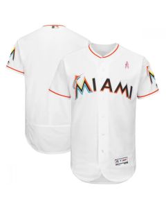 Men's Miami Marlins White 2018 Mother's Day Flexbase Stitched MLB Jersey