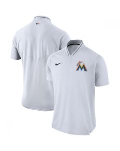 Men's Miami Marlins White Authentic Collection Elite Performance Polo