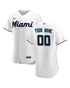 Men's Miami Marlins White Customized Stitched MLB Jersey