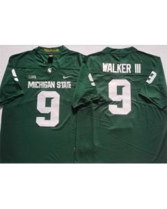 Men's Michigan State Spartans Green #9 WALKER III Green Stitched Jersey