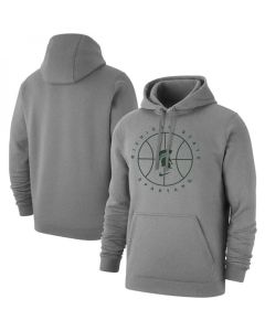 Men's Michigan State Spartans Grey Basketball Icon Club Fleece Pullover Hoodie