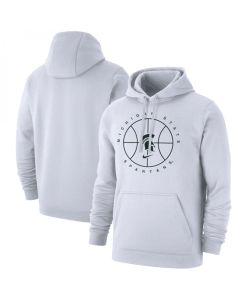 Men's Michigan State Spartans White Basketball Icon Club Fleece Pullover Hoodie