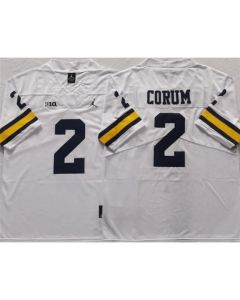 Men's Michigan Wolverines #2 CORUM White Stitched Jersey (White)