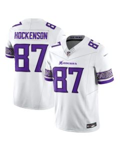 Men's Michigan Wolverines #87 T.J. Hockenson White Chrome Edition Vapor F.U.S.E. Limited Jersey