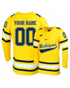 Men's Michigan Wolverines Custom Yellow Stitched Jersey (Yellow)