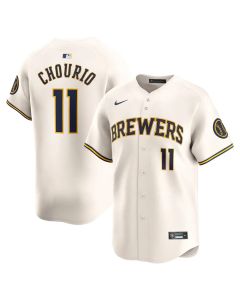 Men's Milwaukee Brewers #11 Jackson Chourio Cream Home Limited Player Jersey (Style 2)