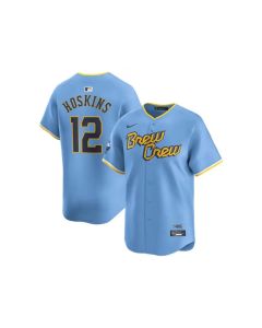 Men's Milwaukee Brewers #12 Rhys Hoskins Blue Alternate Limited Player Jersey (Blue)