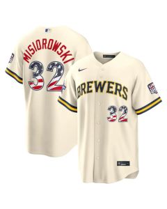 Men's Milwaukee Brewers #32 Jacob Misiorowski Nike Cream 2026 All-Star Edition Stars & Stripes Stadium Jersey (Cream)