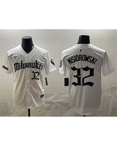 Men's Milwaukee Brewers #32 Jacob Misiorowski White "Gothic 414 Shadows Edition" Vapor Premier Limited Stitched Jersey (White)