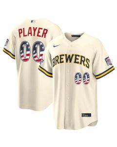 Men's Milwaukee Brewers Nike Cream 2026 All-Star Edition Stars & Stripes Stadium Custom Jersey (Cream)