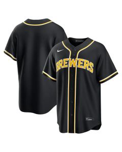 Men's Milwaukee Brewers Nike Fashion Replica Black Out Jersey (Black)