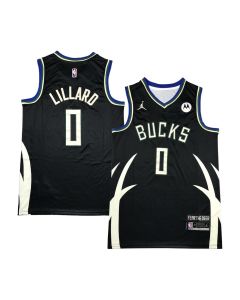 Men's Milwaukee Bucks #0 Damian Lillard Black Stitched Basketball Jersey (Style 2)