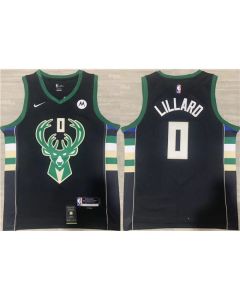 Men's Milwaukee Bucks #0 Damian Lillard Black Stitched Basketball Jersey