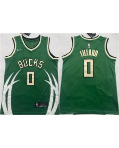 Men's Milwaukee Bucks #0 Damian Lillard Green Icon Edition Stitched Basketball Jersey (Green)