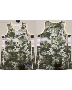 Men's Milwaukee Bucks #0 Damian Lillard Green/White Stitched Basketball Jersey