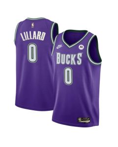 Men's Milwaukee Bucks #0 Damian Lillard Purple 222/23 Classic Edition Stitched Basketball Jersey