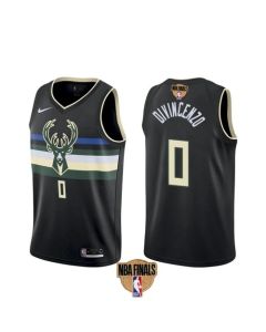 Men's Milwaukee Bucks #0 Donte DiVincenzo 2021 NBA Finals Black Statement Edition Stitched Jersey