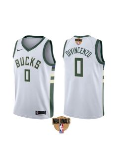 Men's Milwaukee Bucks #0 Donte DiVincenzo 2021 NBA Finals White Association Edition Stitched Jersey