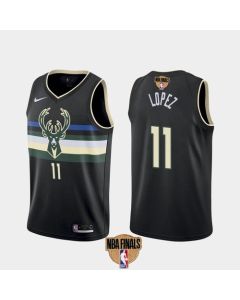 Men's Milwaukee Bucks #11 Brook Lopez 2021 NBA Finals Black Statement Edition Stitched Jersey