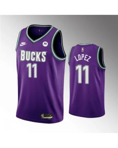Men's Milwaukee Bucks #11 Brook Lopez 2022/23 Purple Classic Edition Swingman Stitched Basketball Jersey