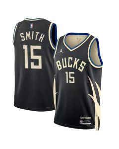 Men's Milwaukee Bucks #15 Tyler Smith Black 2024 Draft Statement Edition Stitched Basketball Jersey