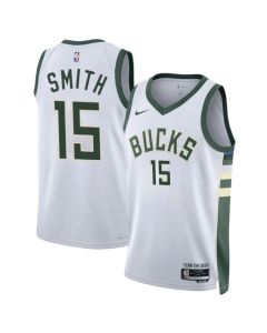 Men's Milwaukee Bucks #15 Tyler Smith White 2024 Draft Association Edition Stitched Basketball Jersey