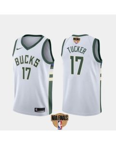 Men's Milwaukee Bucks #17 P.J. Tucker 2021 NBA Finals White Association Edition Stitched Jersey