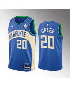 Men's Milwaukee Bucks #20 A.J. Green 2023/24 Blue City Edition Stitched Basketball Jersey