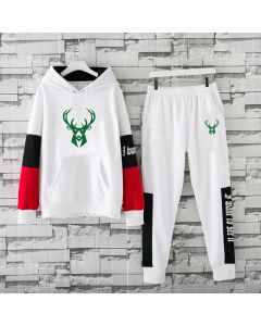 Men's Milwaukee Bucks 2019 White Tracksuits Hoodie Suit