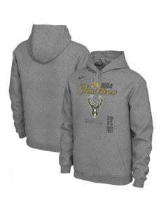 Men's Milwaukee Bucks 2021 Heathered Charcoal Finals Champions Locker Room Pullover Hoodie