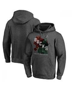 Men's Milwaukee Bucks 2021 Heathered Charcoal Harley Davidson Bust Out Pullover Hoodie