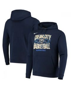 Men's Milwaukee Bucks 2021 Navy City Edition Story Club Pullover Hoodie