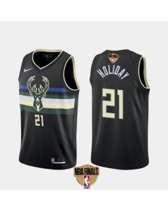 Men's Milwaukee Bucks #21 Jrue Holiday 2021 NBA Finals Black Statement Edition Stitched Jersey