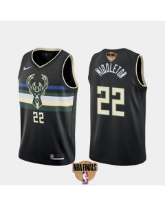Men's Milwaukee Bucks #22 Khris Middleton 2021 NBA Finals Black Statement Edition Stitched Jersey