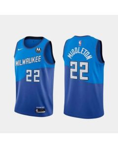 Men's Milwaukee Bucks #22 Khris Middleton Blue Stitched Basketball Jersey