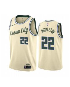 Men's Milwaukee Bucks #22 Khris Middleton Cream City Stitched NBA Jersey
