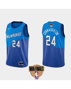 Men's Milwaukee Bucks #24 Pat Connaughton 2021 NBA Finals Blue City Edition Stitched Jersey