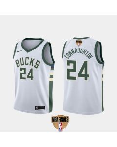 Men's Milwaukee Bucks #24 Pat Connaughton 2021 NBA Finals White Association Edition Stitched Jersey