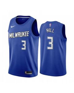 Men's Milwaukee Bucks #3 George Hill Blue City Edition Stitched Jersey