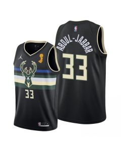 Men's Milwaukee Bucks #33 Kareem Abdul-Jabbar 2021 Black Finals Champions Stitched Basketball Jersey