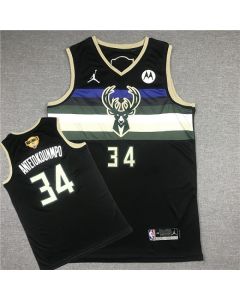 Men's Milwaukee Bucks #34 Giannis Antetokounmpo 2021 Black Finals Stitched Basketball Jersey