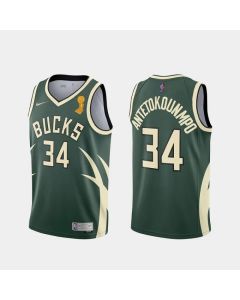 Men's Milwaukee Bucks #34 Giannis Antetokounmpo 2021 Green Finals Champions Stitched Basketball Jersey
