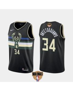 Men's Milwaukee Bucks #34 Giannis Antetokounmpo 2021 NBA Finals Black Statement Edition Stitched Jersey