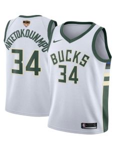 Men's Milwaukee Bucks #34 Giannis Antetokounmpo 2021 NBA Finals White Association Edition Stitched Jersey