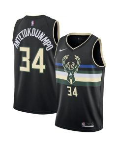 Men's Milwaukee Bucks #34 Giannis Antetokounmpo Black 2019 City Edition Swingman Stitched NBA Jersey